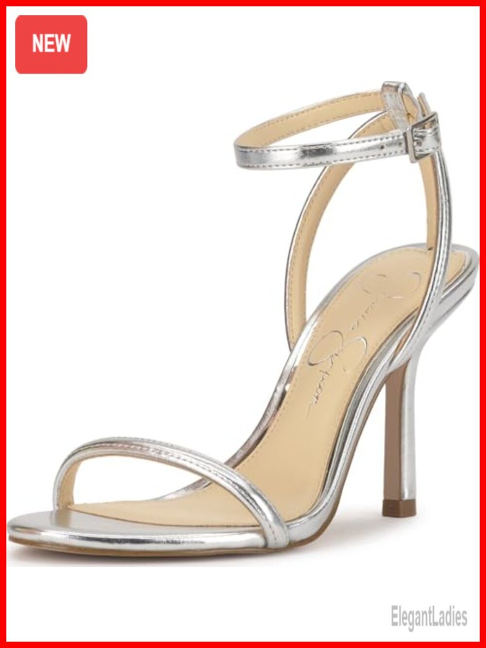 Jessica Simpson Baharia Ankle Strap Stiletto Heeled Sandals Faux Leather